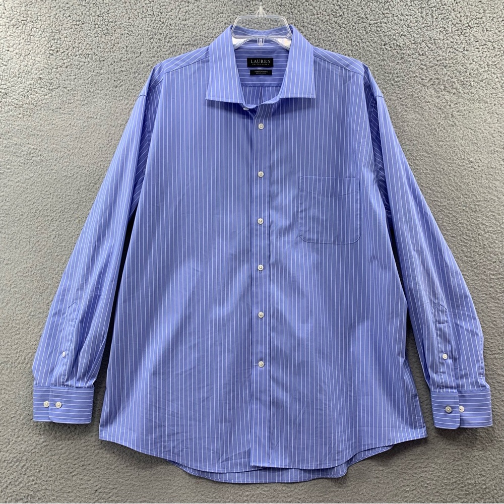 Lauren Ralph Lauren Black Label Shirt Blue Striped Stretch Fabric Regular Fit 18